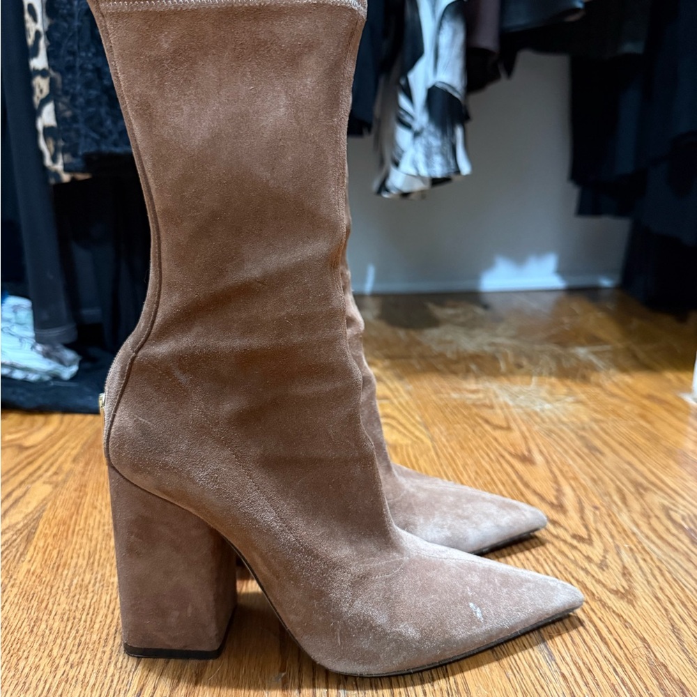 Paris Texas Tan Suede Heeled Boots